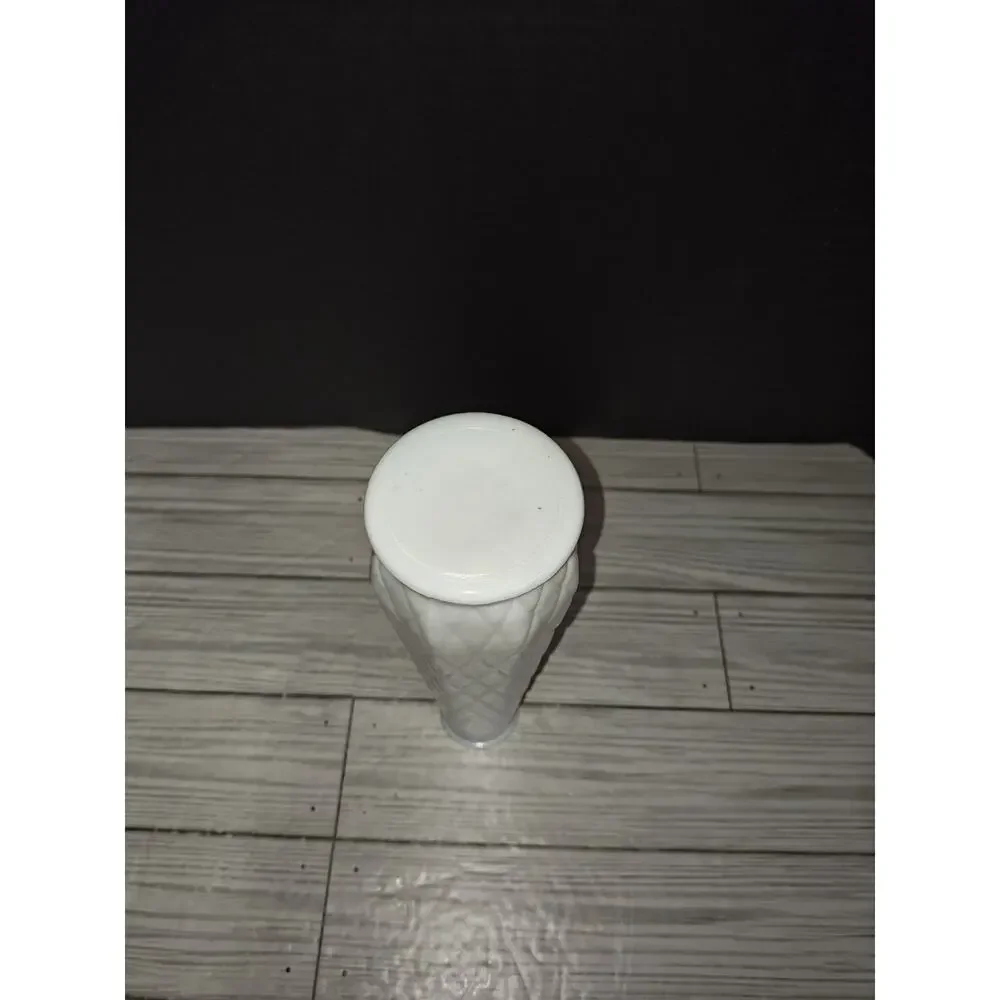 Vintage Milk Glass Bud Vase Single Stem E.O. Brody Diamond Pattern Decor USA